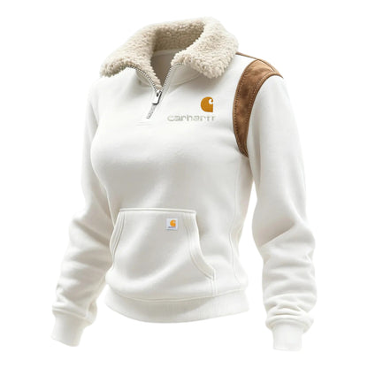 🔥𝗖𝗹𝗲𝗮𝗿𝗮𝗻𝗰𝗲 𝗦𝗮𝗹𝗲🌟Women's Contrast Color Stitching 1/4 Zip Stand Collar Sweatshirt