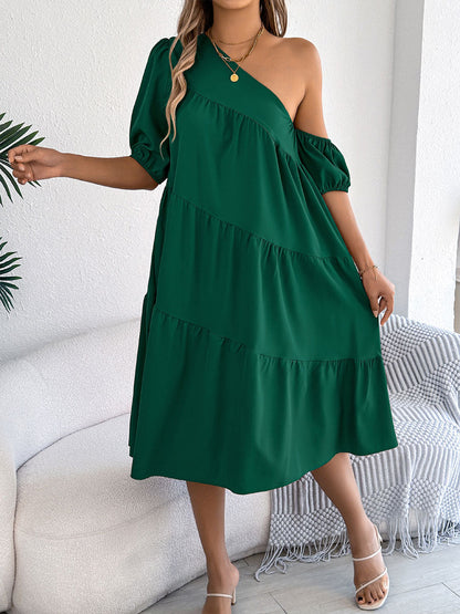 🔥Summer Arrivals🌟Women's Off-shoulder Ruffled Long-sleeve Dress