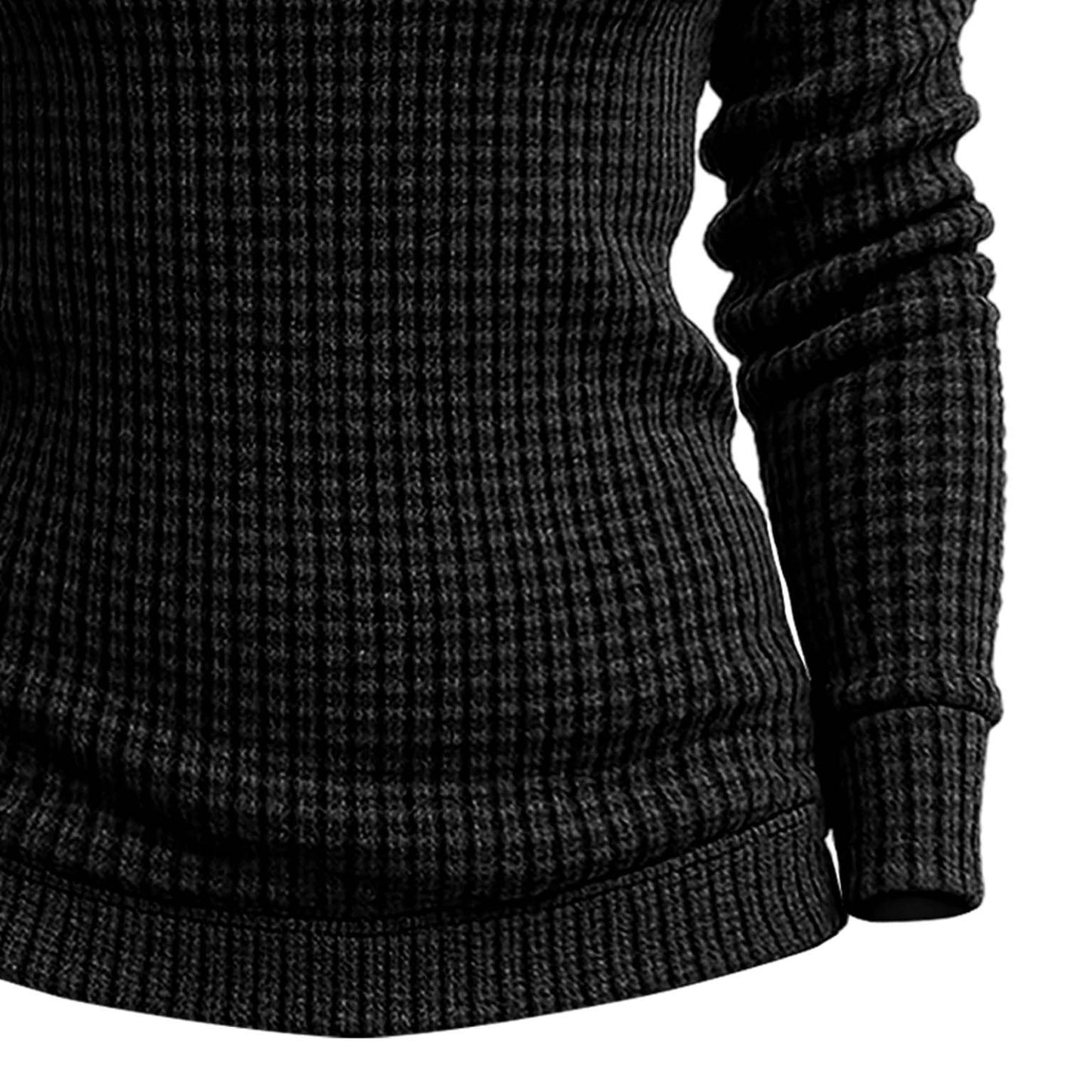 🔥𝗖𝗹𝗲𝗮𝗿𝗮𝗻𝗰𝗲 𝗦𝗮𝗹𝗲🌟Women's Vintage Black Waffle Knit Crewneck Long Sleeve Sweatshirt