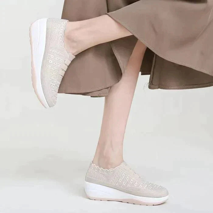 Women Shoes Comfy Elastic Mesh Round Toe Slip On
