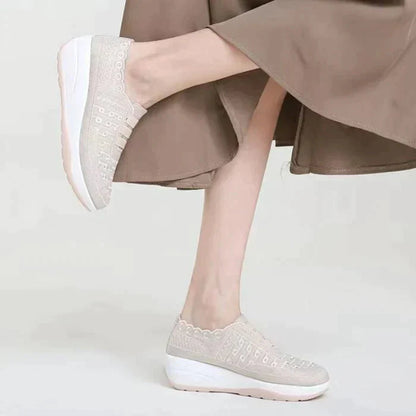Women Shoes Comfy Elastic Mesh Round Toe Slip On