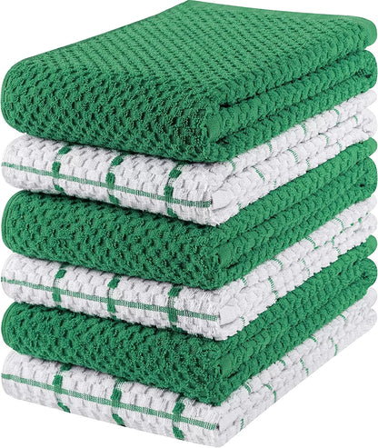 Kitchen Towels 12 Pack, 15 x 25 Inches, 100% Ring Spun Cotton Super Soft and Absorbent Linen Dish Towels, Tea Towels and Bar Towels Set (Black)