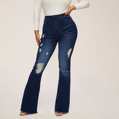 🔥𝗖𝗹𝗲𝗮𝗿𝗮𝗻𝗰𝗲 𝗦𝗮𝗹𝗲🌟Women's Stretch Ripped High-waisted Flared Jeans