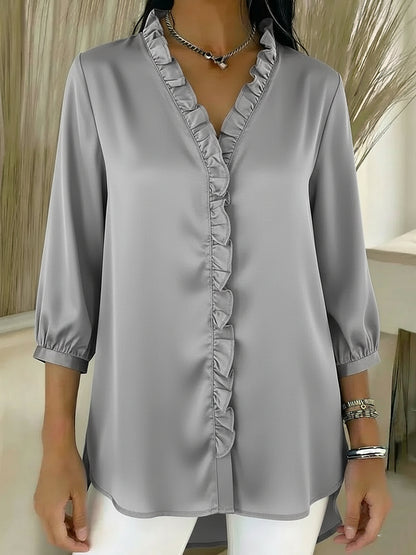 🔥Summer Arrivals🌟Elegant Ruffled Collar Satin Blouse