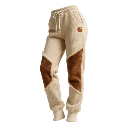🔥𝗖𝗹𝗲𝗮𝗿𝗮𝗻𝗰𝗲 𝗦𝗮𝗹𝗲🌟Women's Retro Western Waffle Contrast Suede Track Pants-Black
