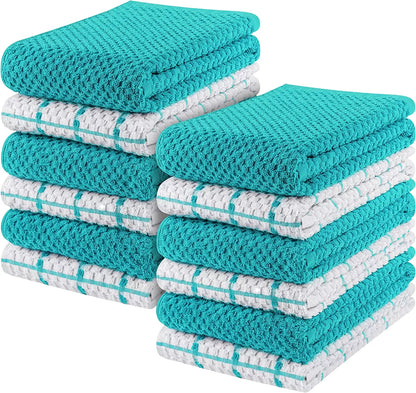 Kitchen Towels 12 Pack, 15 x 25 Inches, 100% Ring Spun Cotton Super Soft and Absorbent Linen Dish Towels, Tea Towels and Bar Towels Set (Black)