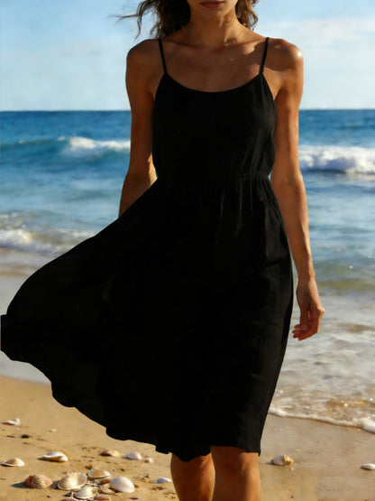 🔥Summer Arrivals🌟Women's Long Cotton And Linen Suspender Dress