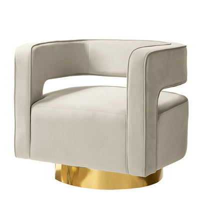 Agata Velvet Swivel Barrel Armchair