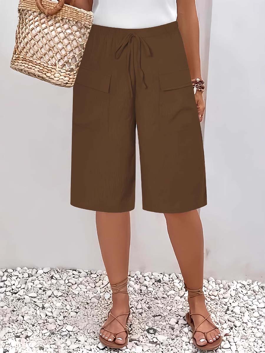 🔥Summer Arrivals🌟Women's Solid Color Casual Loose Stylish Pockets Shorts