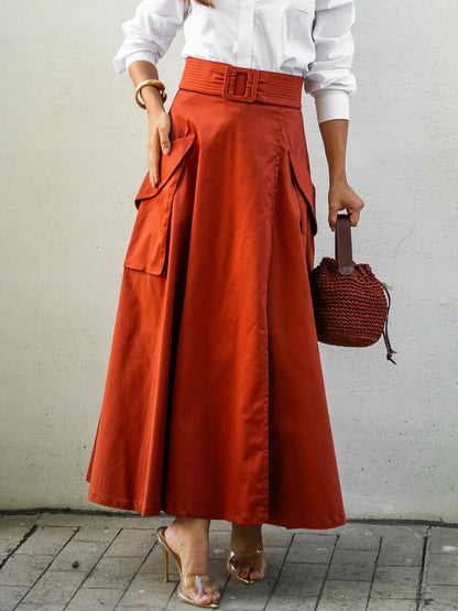 🔥Summer Arrivals🌟Comfortable Pocket Linen And Cotton A-line Skirt