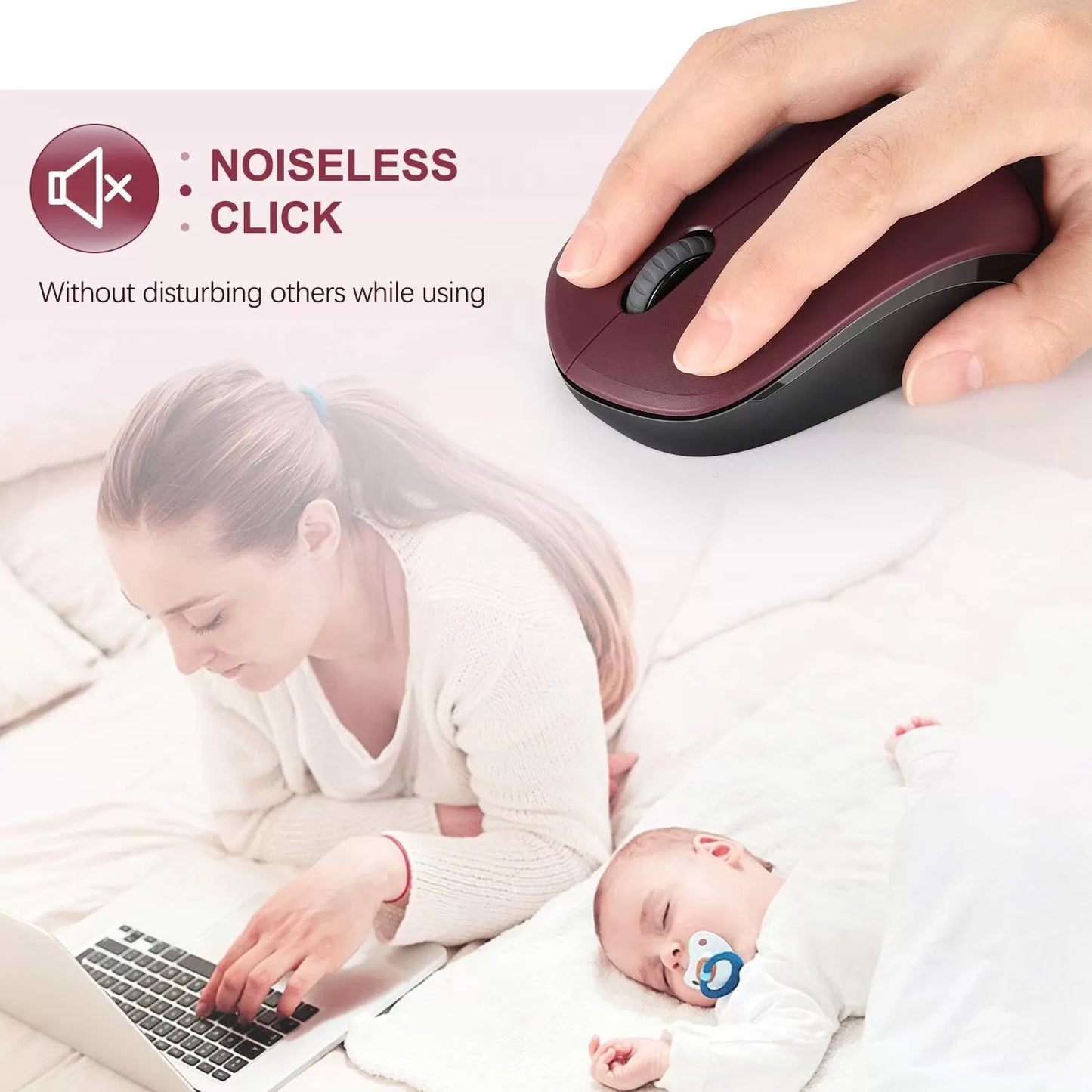 seenda Wireless Mouse, 2.4G Noiseless Mouse with USB Receiver - Portable Computer Mice for PC, Tablet, Laptop with Windows System - Mint Green