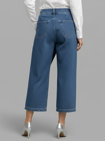 🔥Summer Arrivals🌟Women's High-waisted Loose-fitting Cropped Wide-leg Jeans