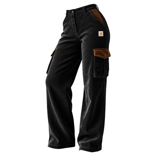 🔥𝗖𝗹𝗲𝗮𝗿𝗮𝗻𝗰𝗲 𝗦𝗮𝗹𝗲🌟Women's Vintage Corduroy Contrast Multi-Pocket Cargo Pants Trousers