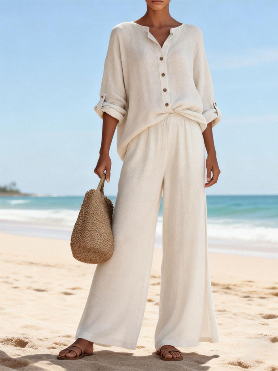 🔥Summer Arrivals🌟Casual And Cozy Minimalist Linen Two-piece Set