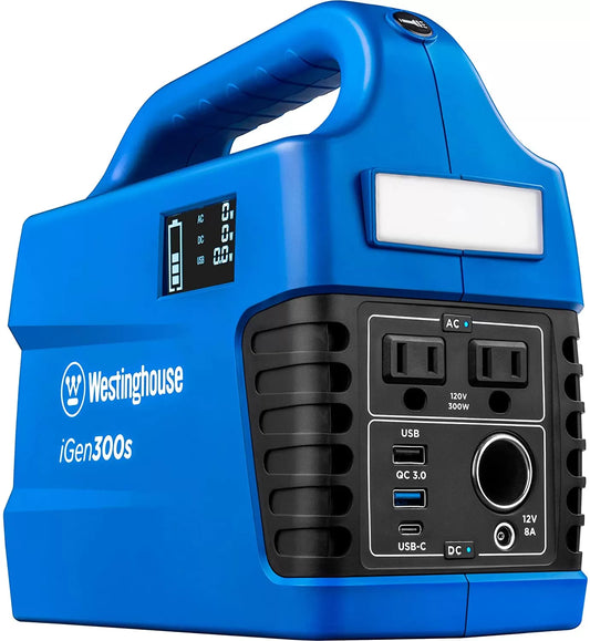 Westinghouse 155Wh 150 Peak Watt Portable Power Station and Solar Generator, Pure Sine Wave AC Outlet, Backup Lithium Battery for Camping, Home, Travel, Indoor/Outdoor Use (Solar Panel Not Included)
