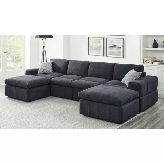 Anchoretta 134" Wide Reversible Modular Sectional with Ottoman