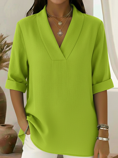 🔥Summer Arrivals🌟Vintage Elegant Shawl Collar Linen Short-sleeved Shirt