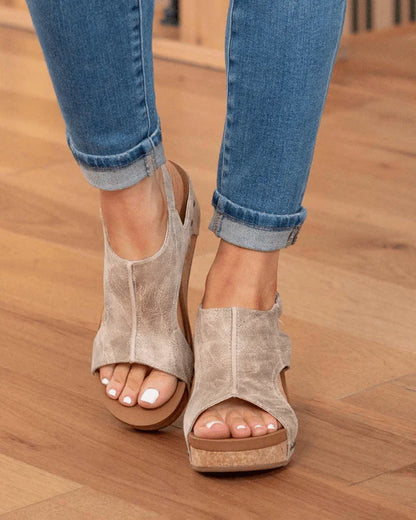 🔥Women's Leather Platform Wedge Orthopedic Sandals