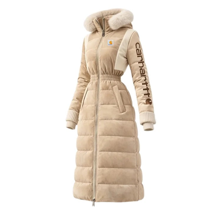 🔥𝗖𝗹𝗲𝗮𝗿𝗮𝗻𝗰𝗲 𝗦𝗮𝗹𝗲🌟Women's Casual Color Stitching Suede Fur Collar Lapel Hooded Long Coat