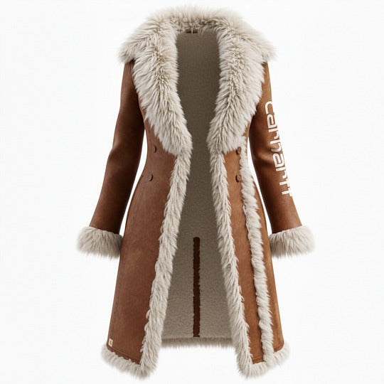 🔥𝗖𝗹𝗲𝗮𝗿𝗮𝗻𝗰𝗲 𝗦𝗮𝗹𝗲🌟Luxurious Faux Fur Trimmed Long Coat for Winter Elegance