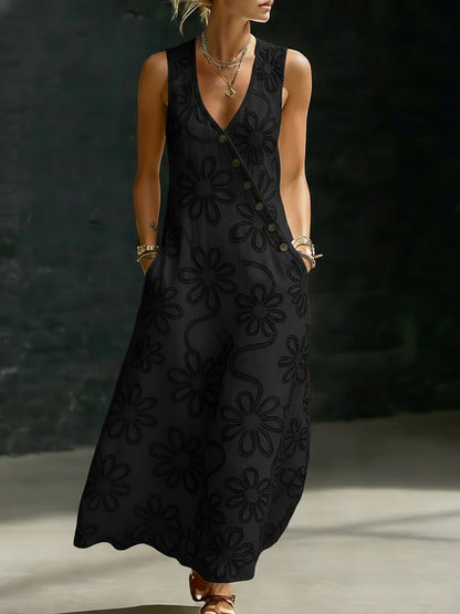 🔥Summer Arrivals🌟Elegant Floral Embroidery V-neck Dress