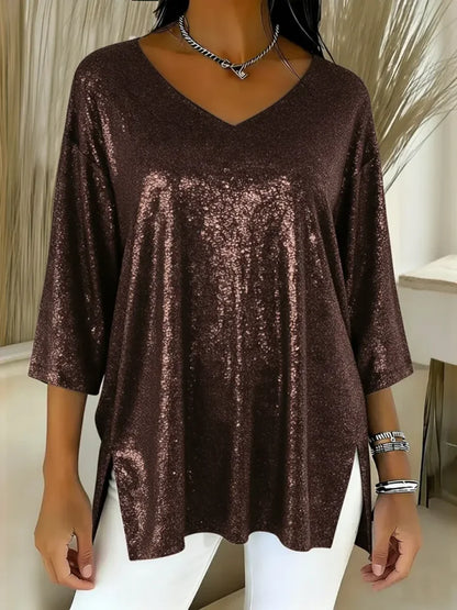 🔥Summer Arrivals🌟Women's Sparkly Christmas V-neck Top