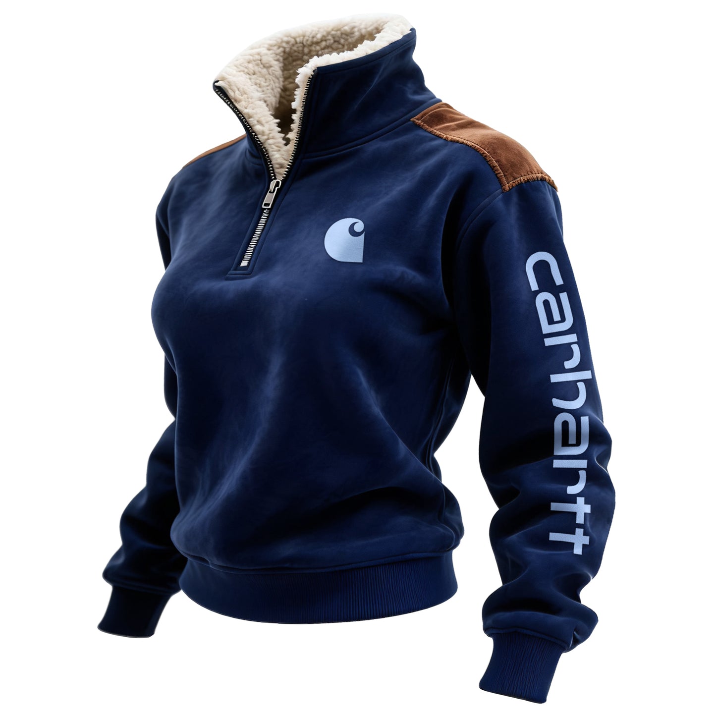 🔥𝗖𝗹𝗲𝗮𝗿𝗮𝗻𝗰𝗲 𝗦𝗮𝗹𝗲🌟Retro Western Style Women's Contrast Color Patch Suede 1/4 Zip Stand Collar Sweatshirt