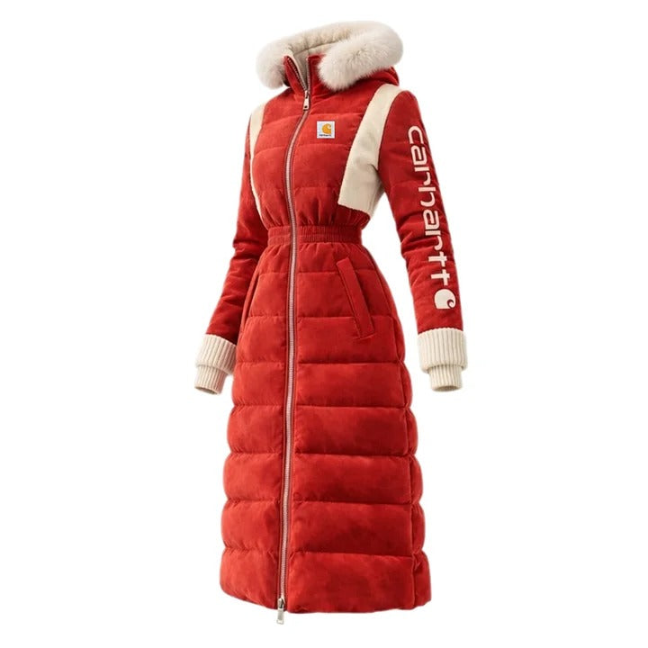 🔥𝗖𝗹𝗲𝗮𝗿𝗮𝗻𝗰𝗲 𝗦𝗮𝗹𝗲🌟Women's Casual Color Stitching Suede Fur Collar Lapel Hooded Long Coat