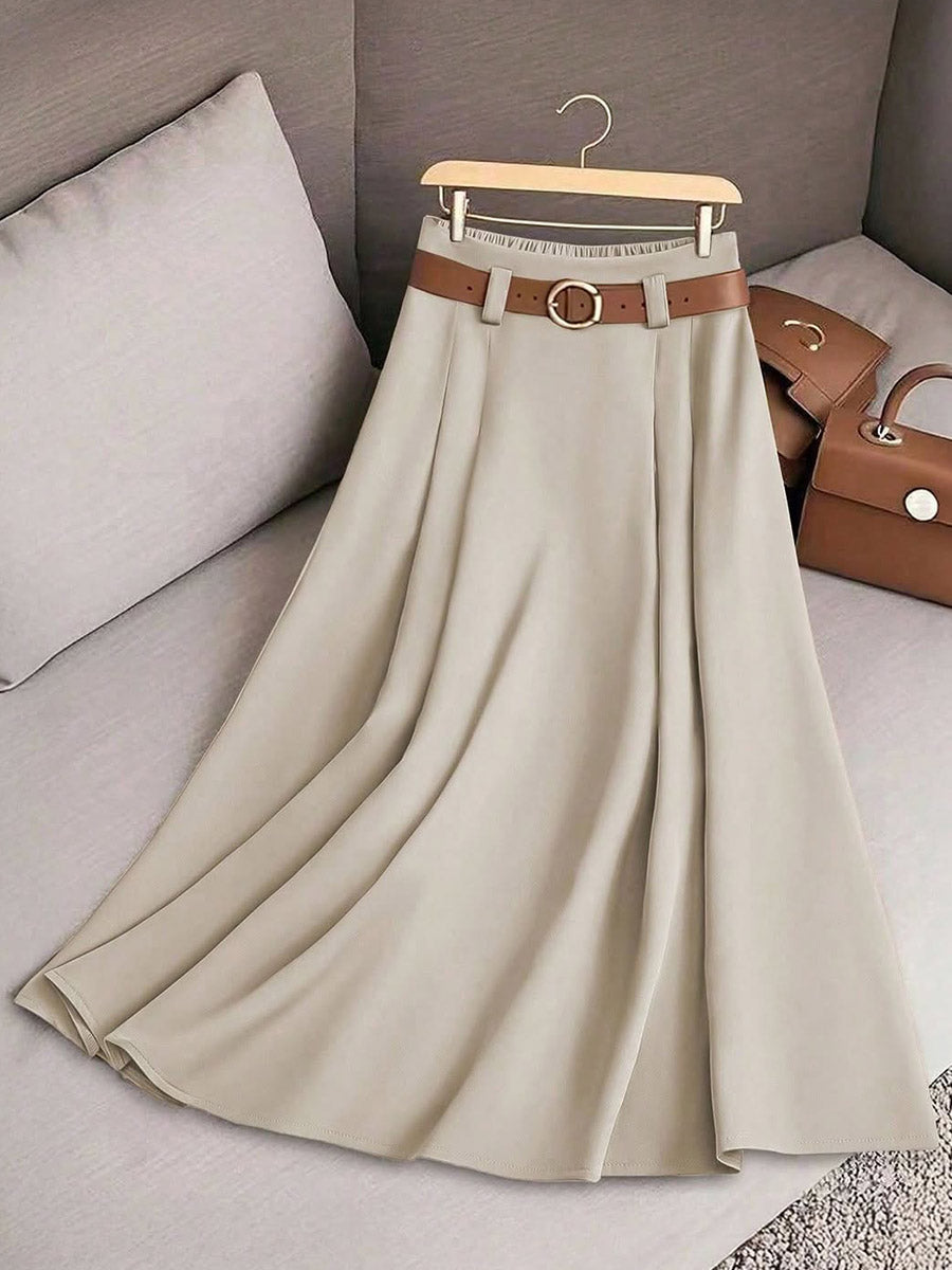 🔥Summer Arrivals🌟Women's Solid Color High Waist A-Line Casual Skirt