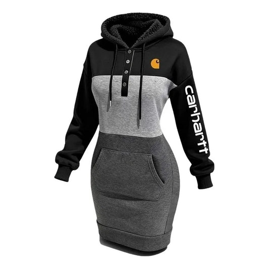 🔥𝗖𝗹𝗲𝗮𝗿𝗮𝗻𝗰𝗲 𝗦𝗮𝗹𝗲🌟Women's Color Block Hooded Sweatshirt Dress
