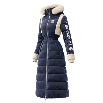 🔥𝗖𝗹𝗲𝗮𝗿𝗮𝗻𝗰𝗲 𝗦𝗮𝗹𝗲🌟Women's Casual Color Stitching Suede Fur Collar Lapel Hooded Long Coat