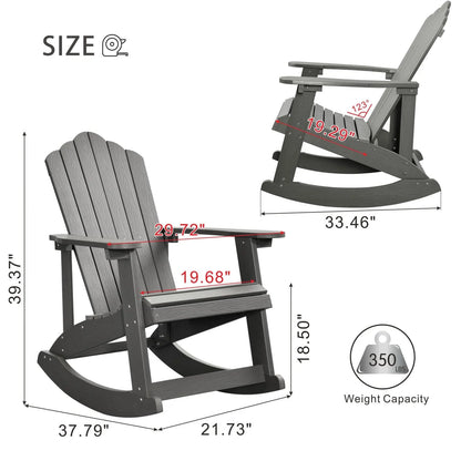 Ovios  Rocking Adirondack Chair 2-Piece Waterproof Plastic Frame
