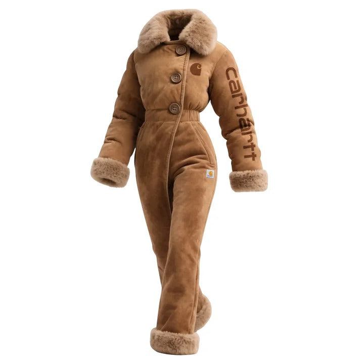 🔥𝗖𝗹𝗲𝗮𝗿𝗮𝗻𝗰𝗲 𝗦𝗮𝗹𝗲🌟Women's Retro Thick Fur Collar Lapel Long Sleeve Jumpsuit
