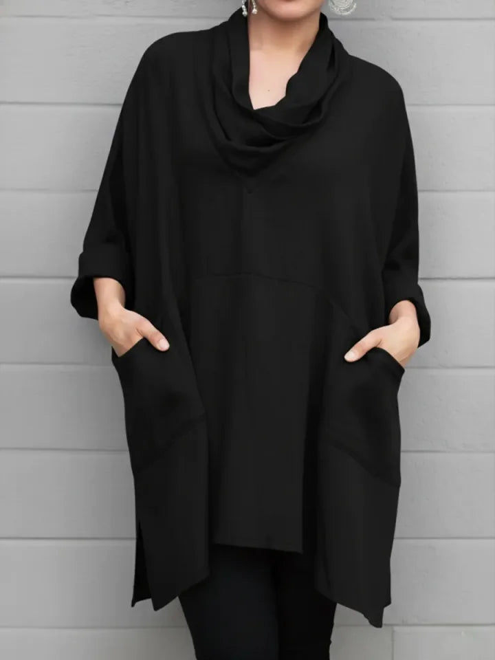 🔥Summer Arrivals🌟Women's Cozy Cowl Neck Linen And Cotton Top