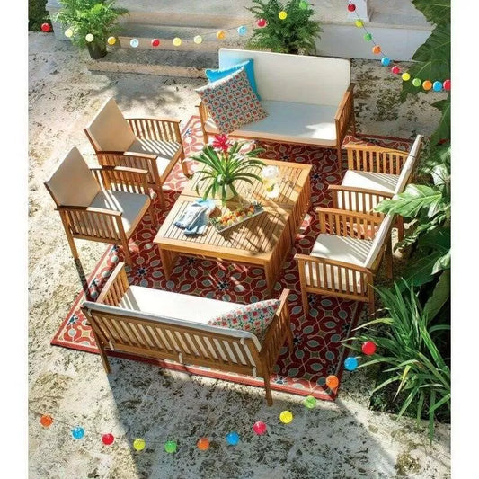 Solid Wood 8 - Person Seating Group with Cushions