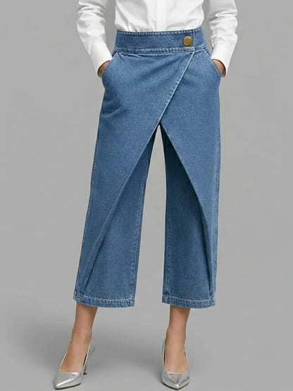 🔥Summer Arrivals🌟Women's High-waisted Loose-fitting Cropped Wide-leg Jeans