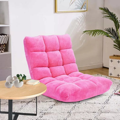 Memory Foam Floor Chair, 14-Position Adjustable Folding Gaming Sofa Chair with Back Support, Chaise Lounge Sleeper Bed Couch Recliner