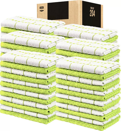 Kitchen Towels 12 Pack, 15 x 25 Inches, 100% Ring Spun Cotton Super Soft and Absorbent Linen Dish Towels, Tea Towels and Bar Towels Set (Black)
