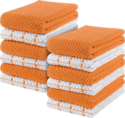 Kitchen Towels 12 Pack, 15 x 25 Inches, 100% Ring Spun Cotton Super Soft and Absorbent Linen Dish Towels, Tea Towels and Bar Towels Set (Black)