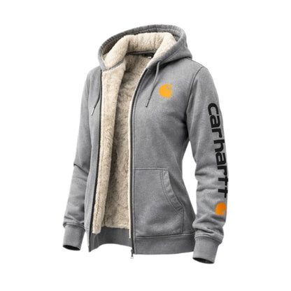 🔥𝗖𝗹𝗲𝗮𝗿𝗮𝗻𝗰𝗲 𝗦𝗮𝗹𝗲🌟Women's Vintage Fleece Pocket Full Zip Long Sleeve Hoodie Jacket-Black