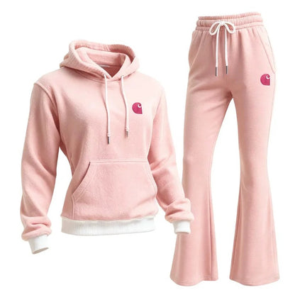 🔥𝗖𝗹𝗲𝗮𝗿𝗮𝗻𝗰𝗲 𝗦𝗮𝗹𝗲🌟Pink Fleece Hoodie and Flare Sweatpants Set