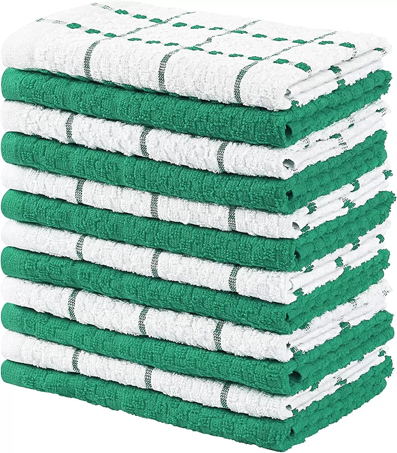 Kitchen Towels 12 Pack, 15 x 25 Inches, 100% Ring Spun Cotton Super Soft and Absorbent Linen Dish Towels, Tea Towels and Bar Towels Set (Black)