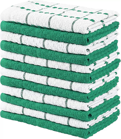 Kitchen Towels 12 Pack, 15 x 25 Inches, 100% Ring Spun Cotton Super Soft and Absorbent Linen Dish Towels, Tea Towels and Bar Towels Set (Black)