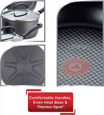 Hard Anodized Nonstick 17 Piece Cookware Set, Black