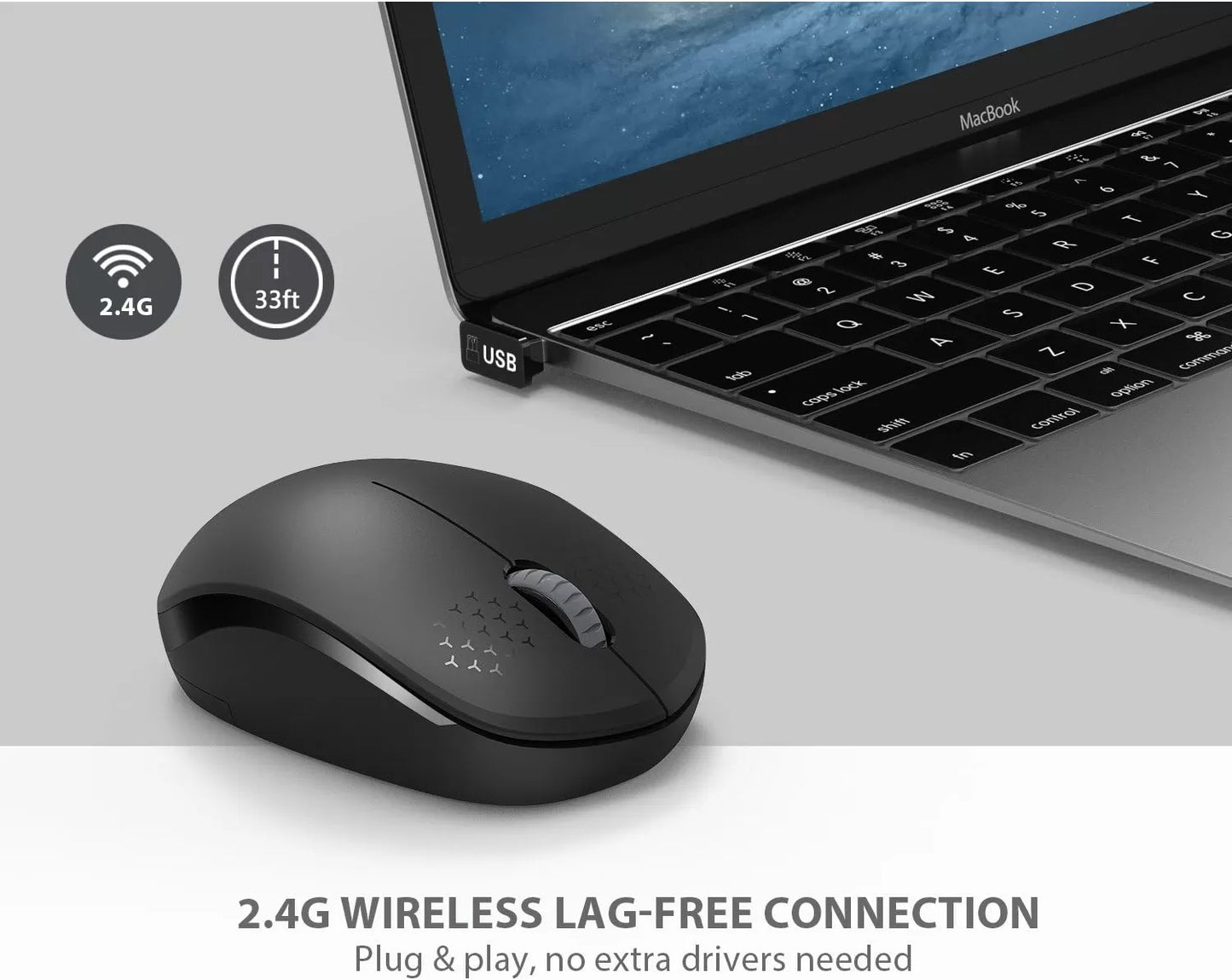 seenda Wireless Mouse, 2.4G Noiseless Mouse with USB Receiver - Portable Computer Mice for PC, Tablet, Laptop with Windows System - Mint Green