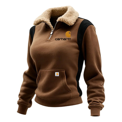 🔥𝗖𝗹𝗲𝗮𝗿𝗮𝗻𝗰𝗲 𝗦𝗮𝗹𝗲🌟Women's Contrast Color Stitching 1/4 Zip Stand Collar Sweatshirt