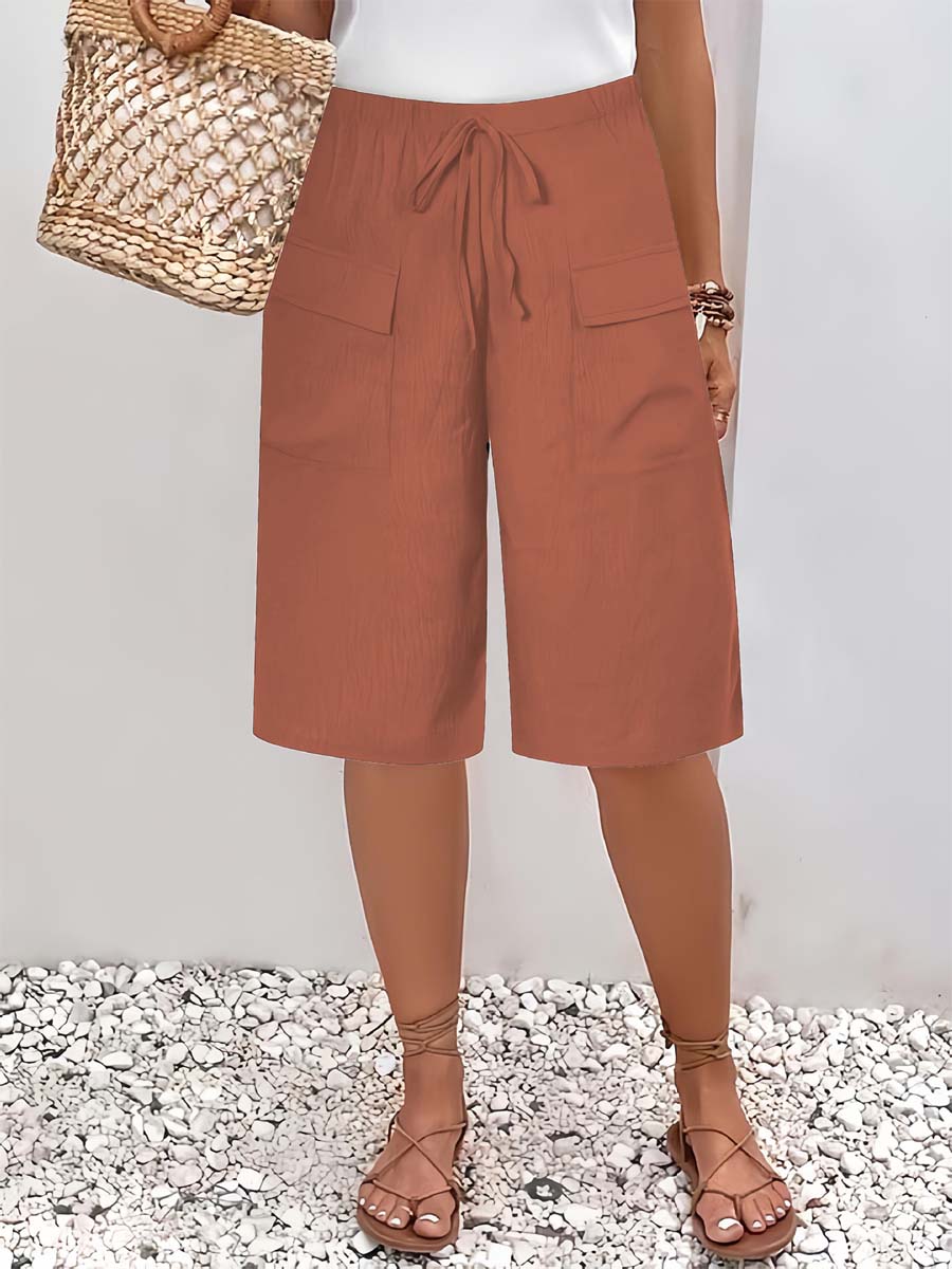 🔥Summer Arrivals🌟Women's Solid Color Casual Loose Stylish Pockets Shorts