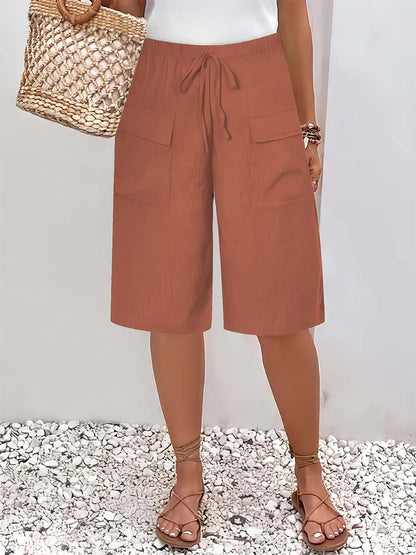 🔥Summer Arrivals🌟Women's Solid Color Casual Loose Stylish Pockets Shorts