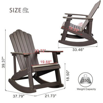 Ovios  Rocking Adirondack Chair 2-Piece Waterproof Plastic Frame