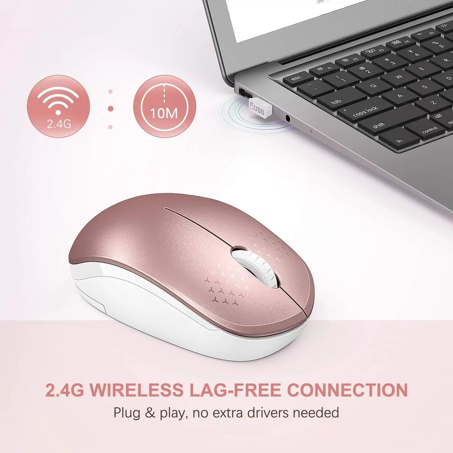 seenda Wireless Mouse, 2.4G Noiseless Mouse with USB Receiver - Portable Computer Mice for PC, Tablet, Laptop with Windows System - Mint Green